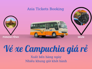 từ Phnom Pênh đến Skun key phụ: xe đi campuchia du lịch tự túc Skun tuyến xe buýt đi campuchia đại lý bán vé xe đi campuchia