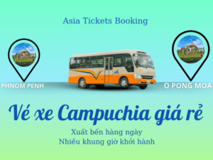 từ Phnom Penh đến O Pong Moan Key phụ: xe đi Campuchia du lịch tự túc O Pong Moan tuyến xe buýt đi Campuchia đại lý bán vé xe đi Campuchia